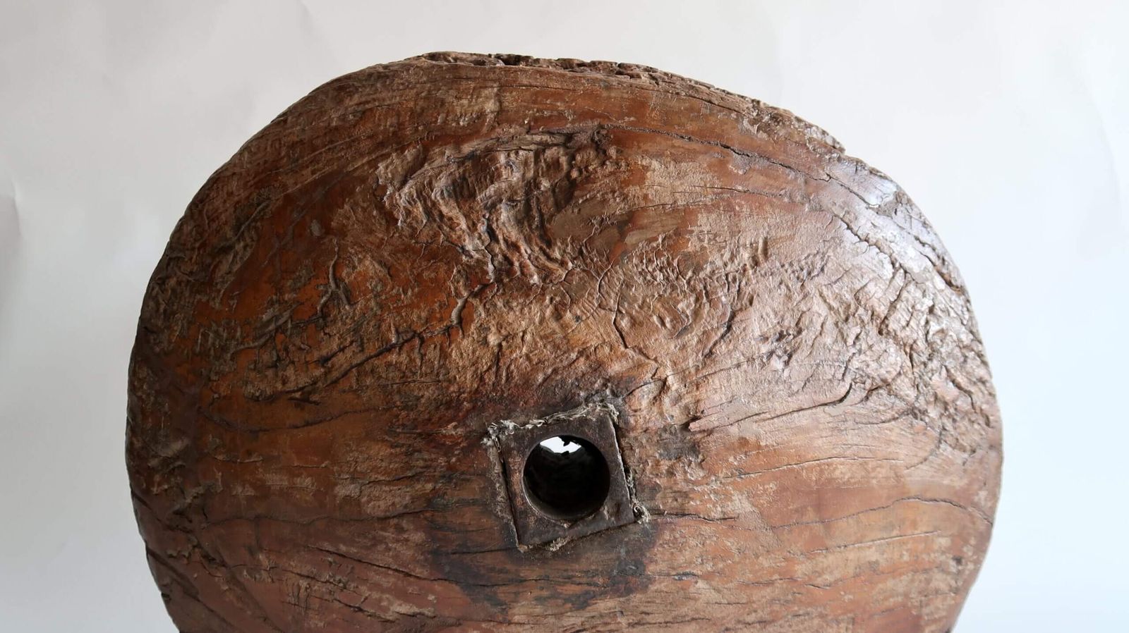 Antique Wooden Wheel On A Metal Base, Circa 18th Century photo Home Decor