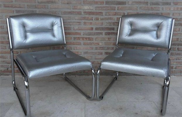 Set Of Italian Art Deco Chairs In Leather, 1960 photo Furniture