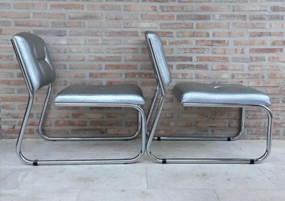 Set Of Italian Art Deco Chairs In Leather, 1960 photo vinterior