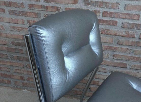 photo furniture Set Of Italian Art Deco Chairs In Leather, 1960