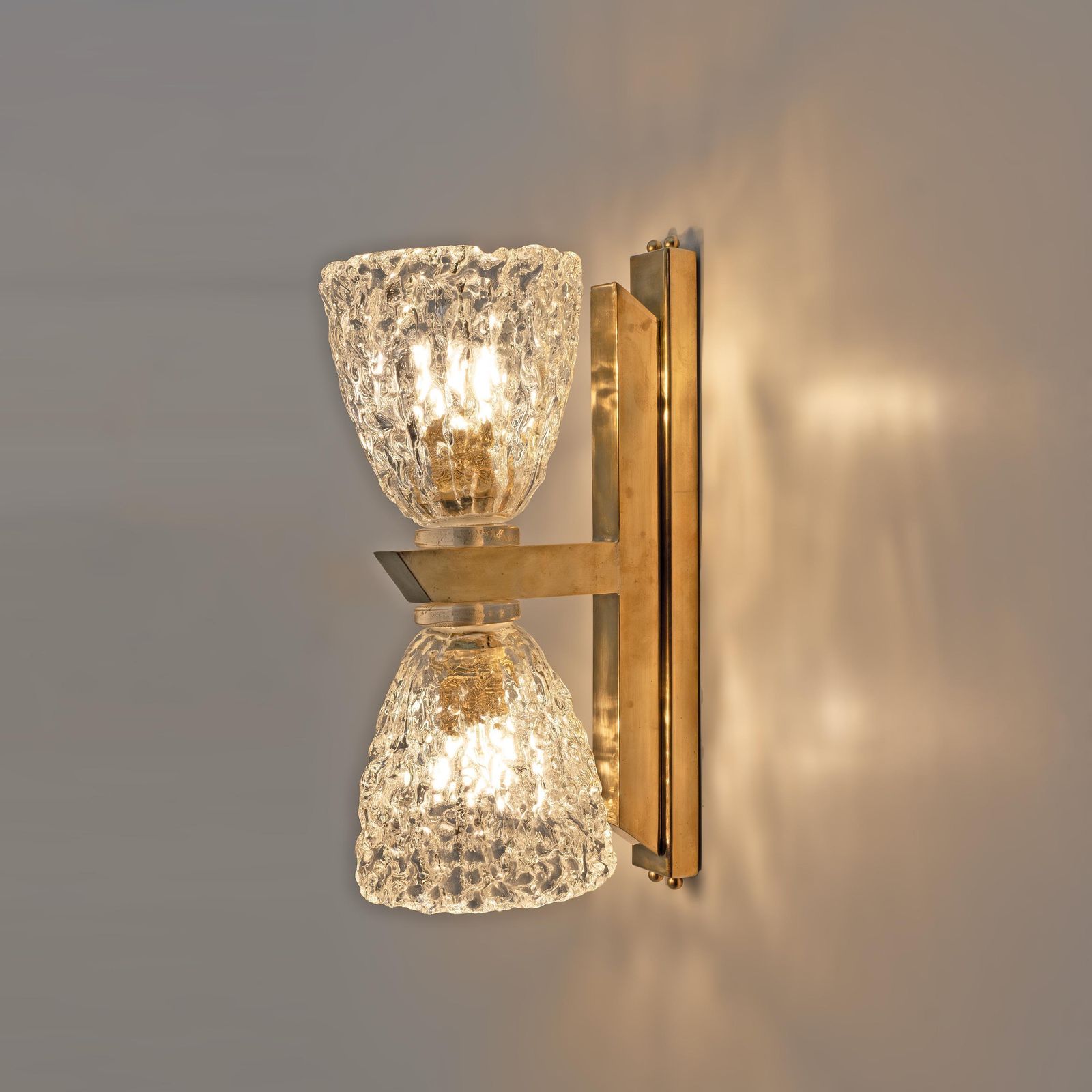 Pair Of Art Decò Style Murano Glass And Brass Sconces photo vinterior