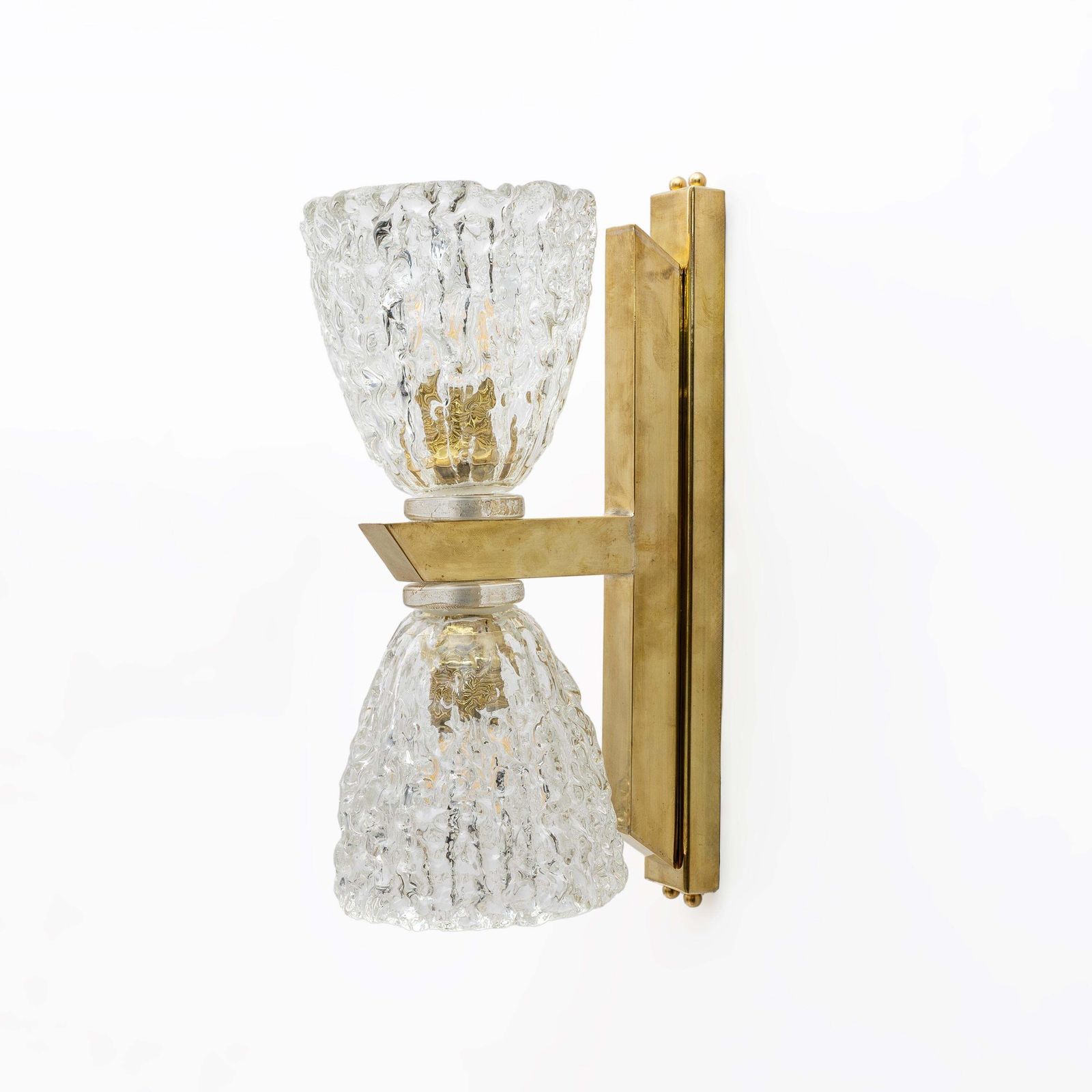 Pair Of Art Decò Style Murano Glass And Brass Sconces photo buy