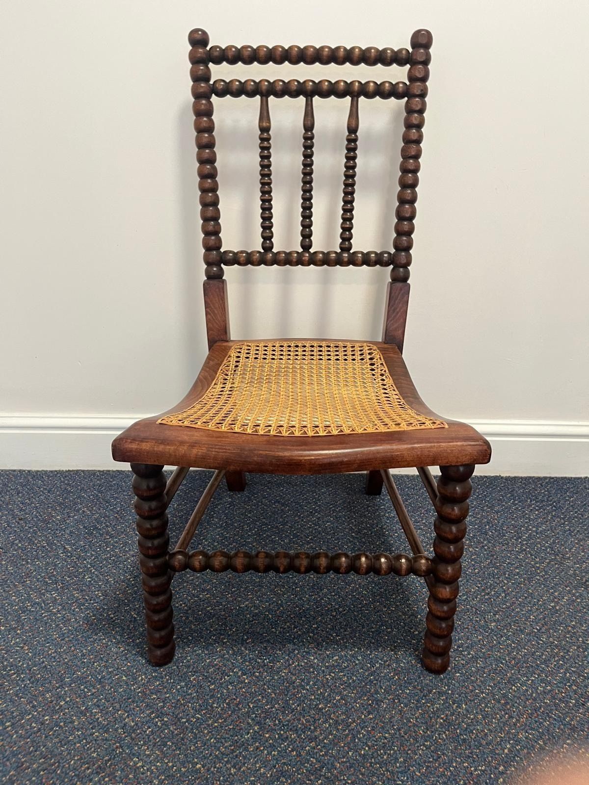 Victorian Initialed 1800s Bobbin Turned Chair By Bowen And Mallon