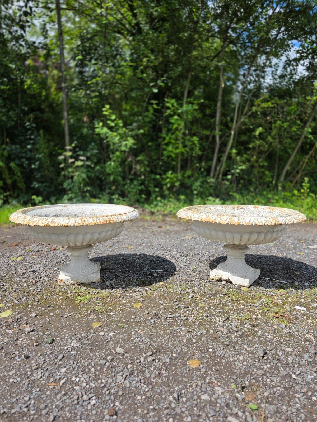 1870 Large Pair Of Victorian Cast Iron Tazza Urns photo furniture