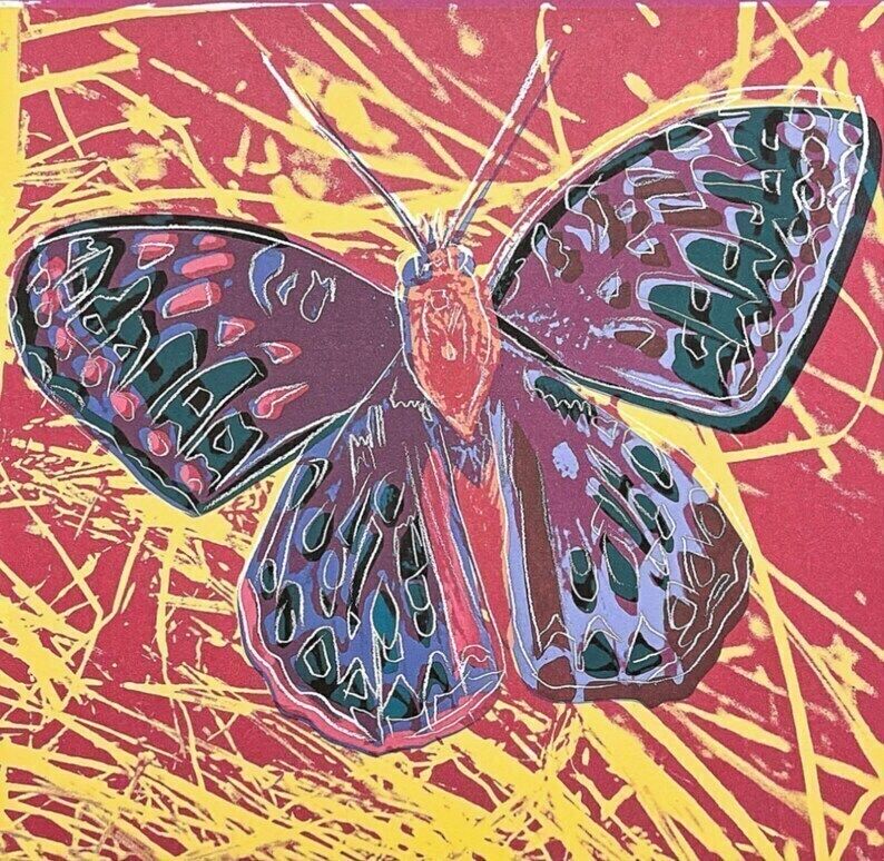 Andy Warhol “Butterfly” Signed, Limited Edition Of 100, 38 X 56 Cm, Edition Leo Castelli #Warhol photo furniture