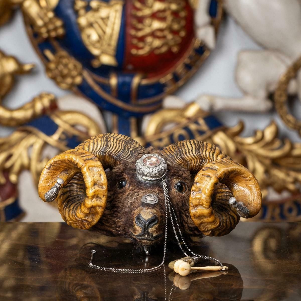 Antique 19th Century Victorian Silver Mounted Ram’s Head Snuff Mull C.1874 photo furniture