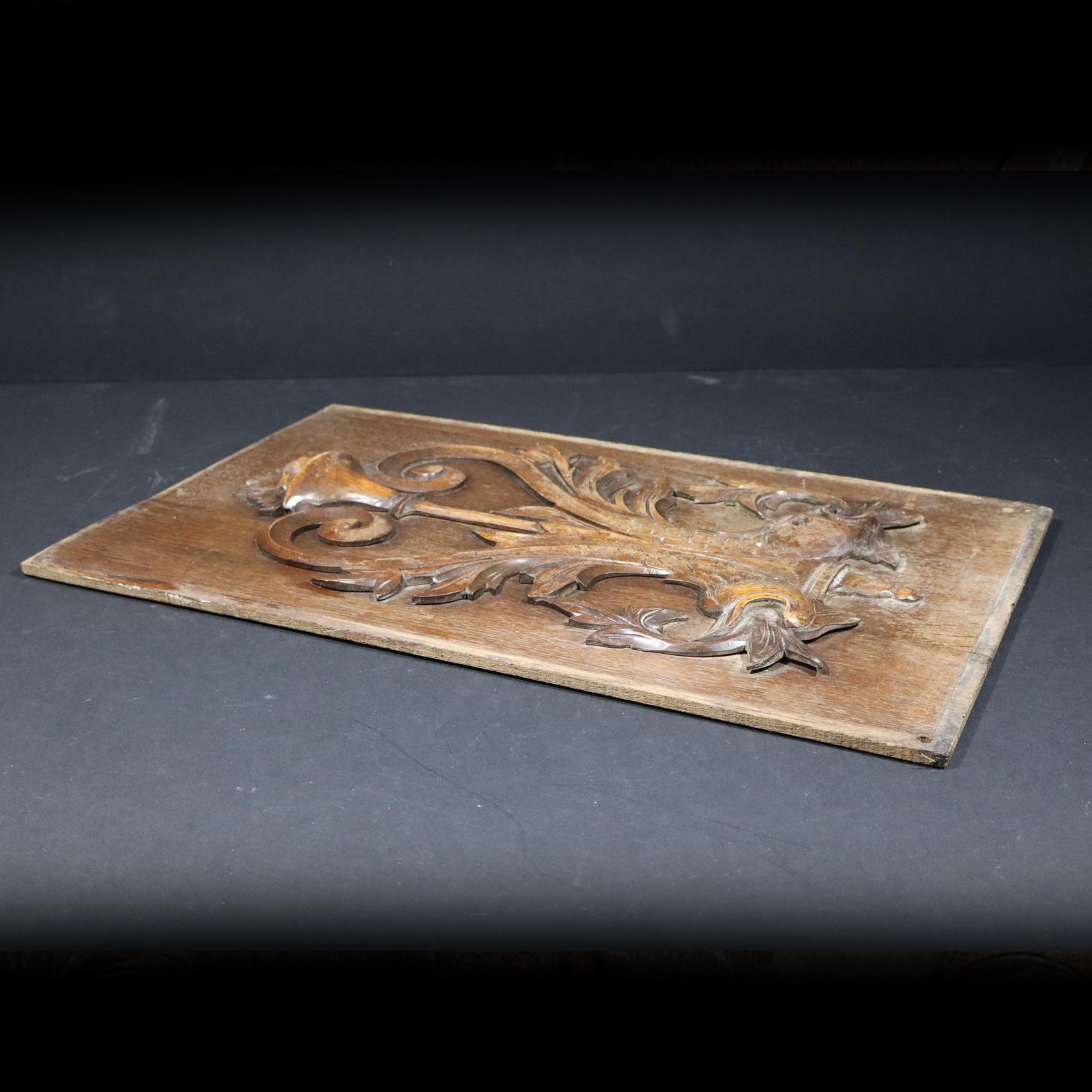 Antique French Wooden Panel Over Door Fronton Old Rectangular Carved Wall Decoration Architectural Salvage photo 222.0