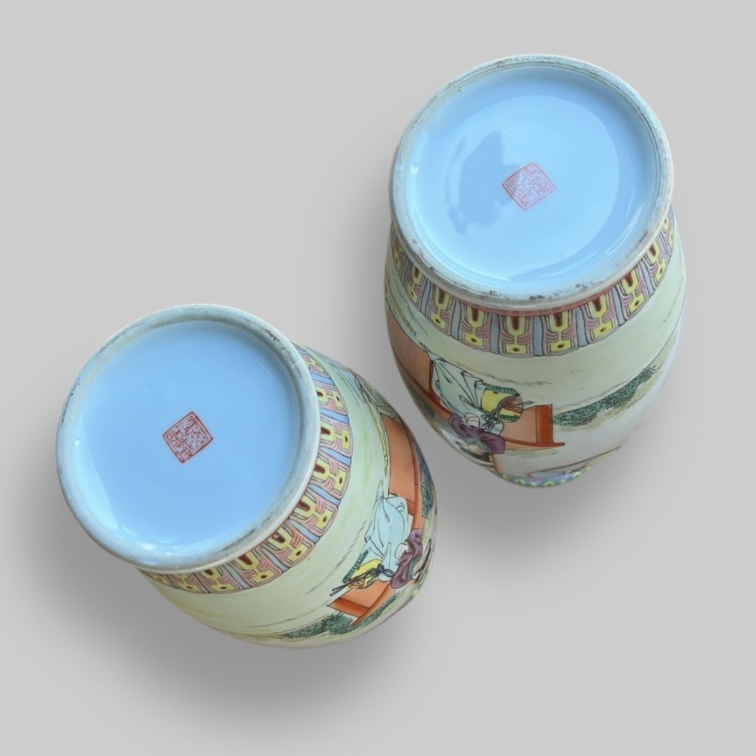 An Attractive Pair Of Canton Style Vases photo buy