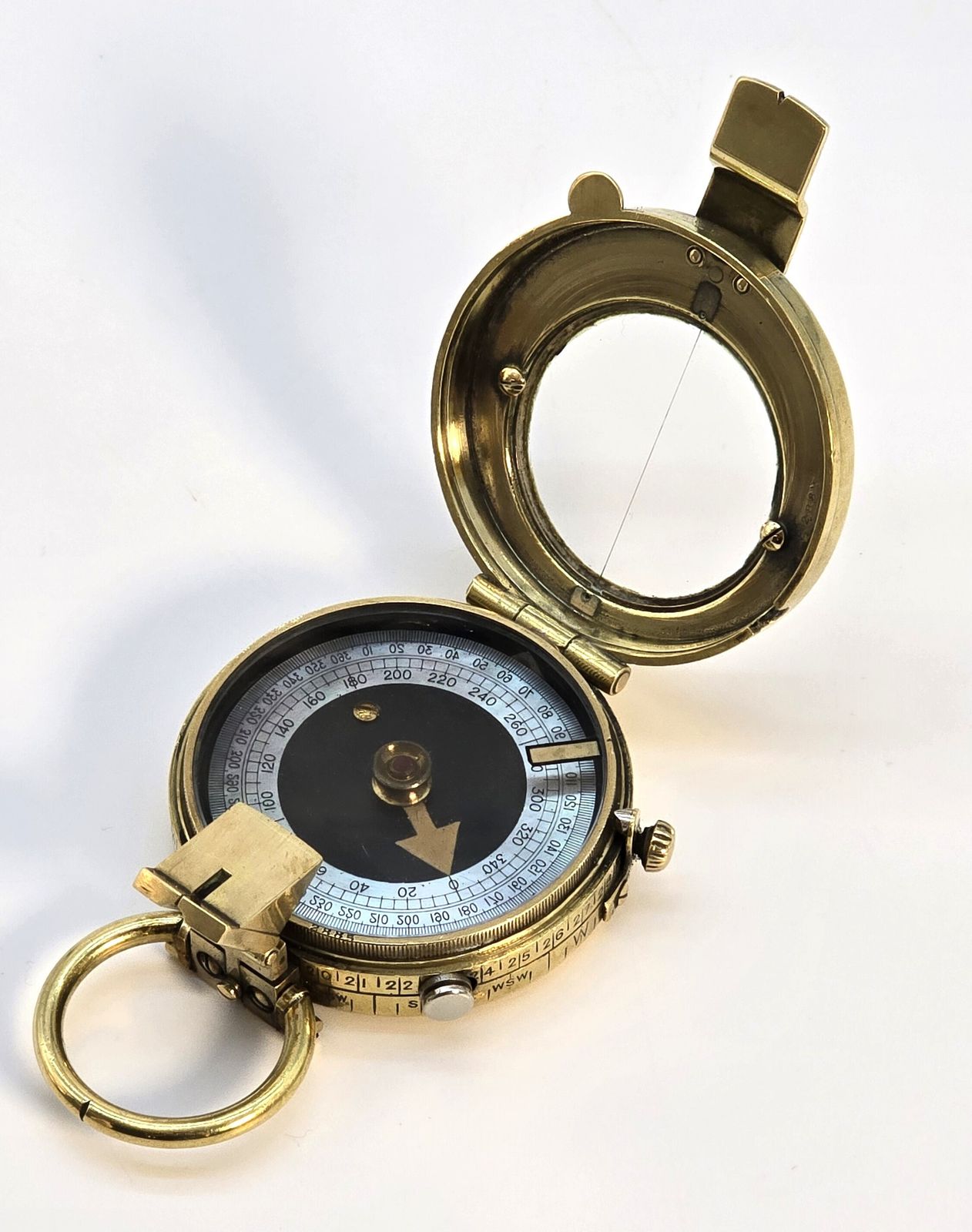 A  Brass English Compass Of A Type Used By Officers In Ww1, Circa 1914