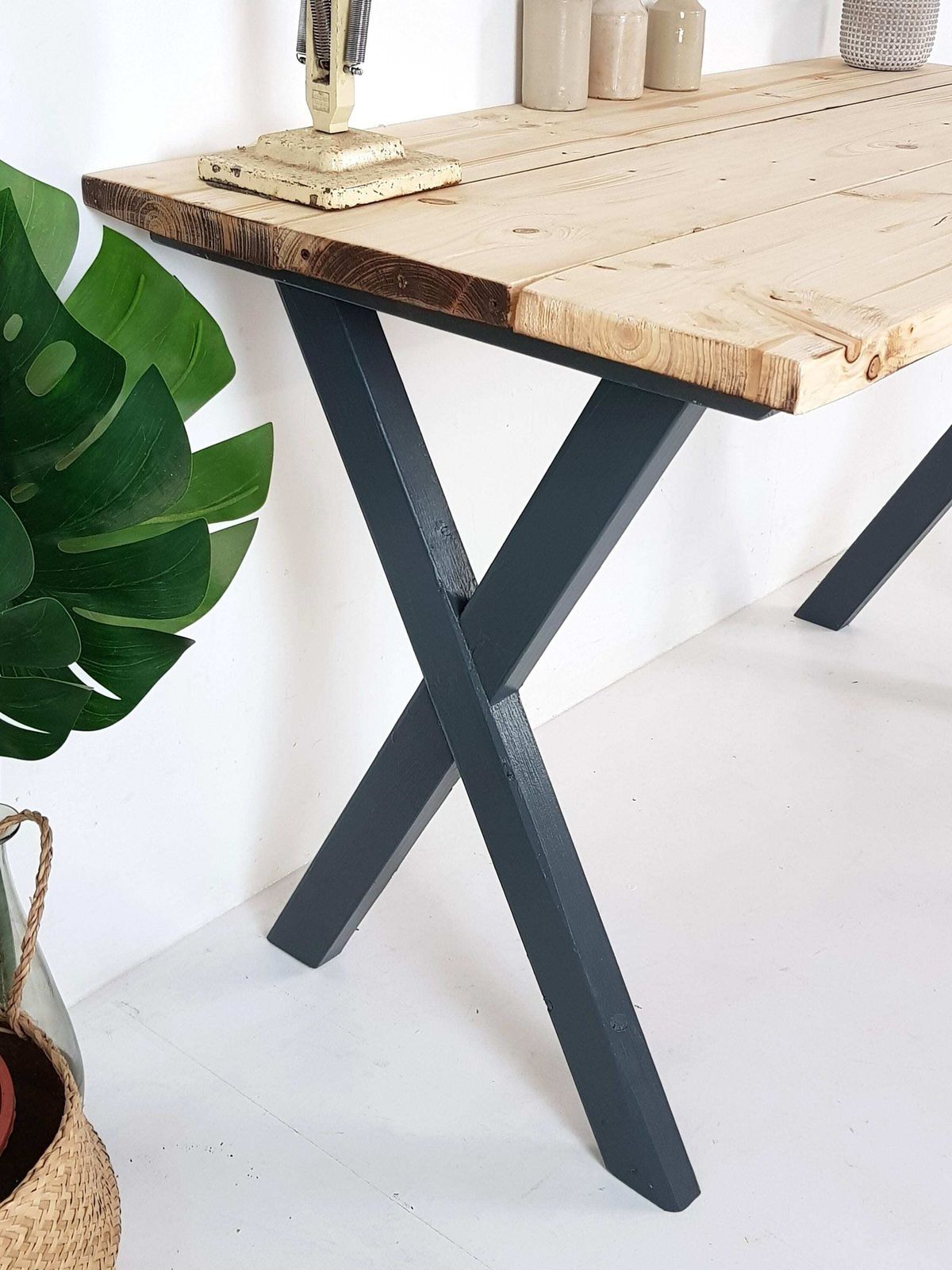 Solid Wood Modern Style X Frame Desk Home Office photo for sale