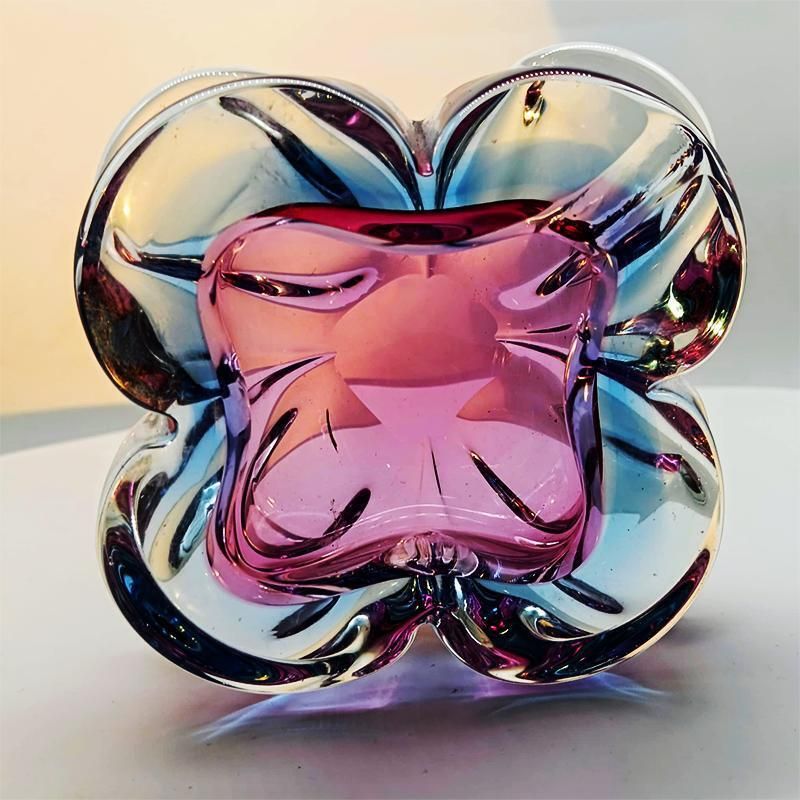 1960s Stunning Pink And Sky Blue Ashtray Or Catch All In Murano Glass. Made In Italy. photo buy