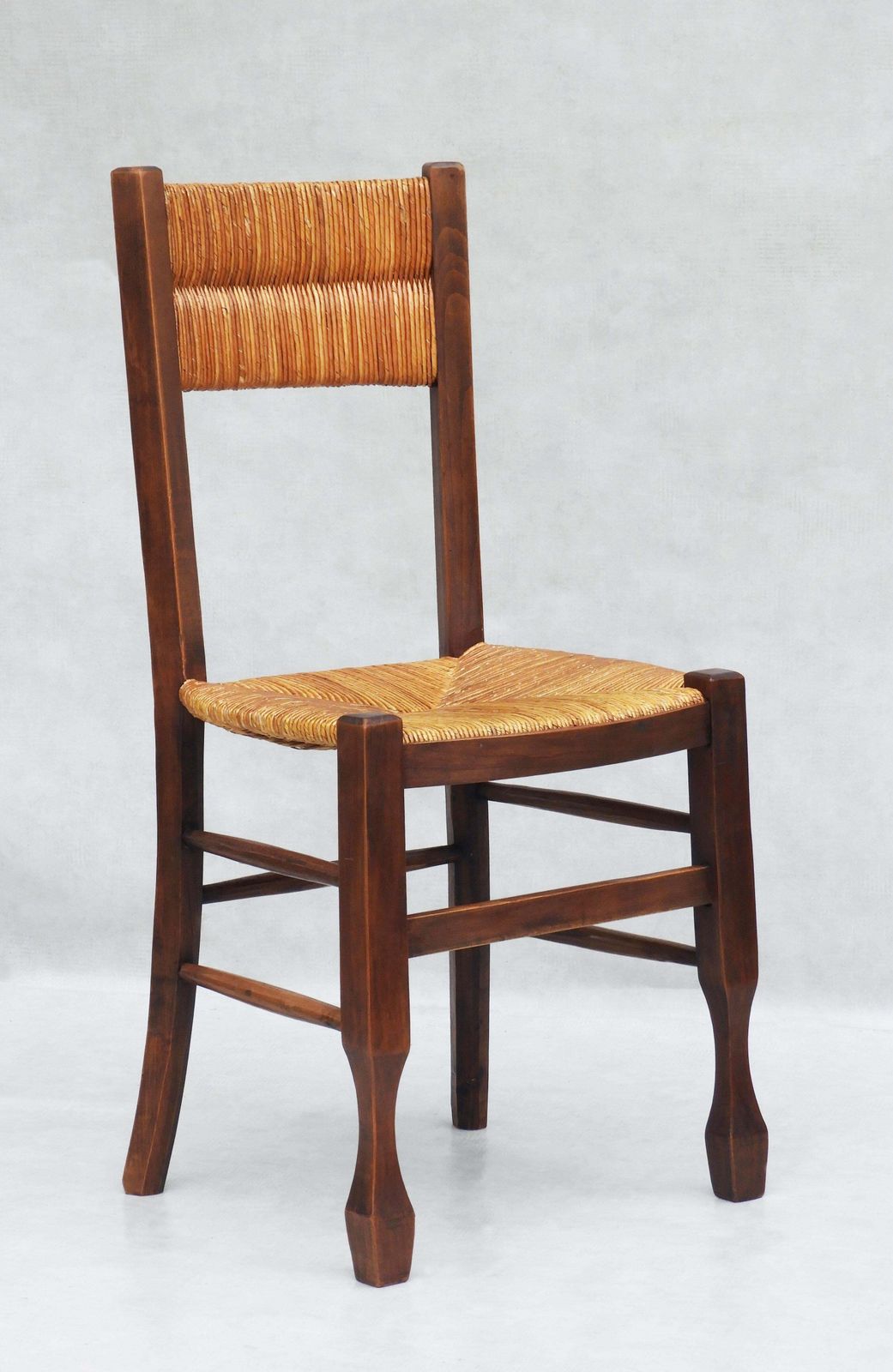 Set Of 6 Provincial French Woven Rush Chairs C1950s photo for sale
