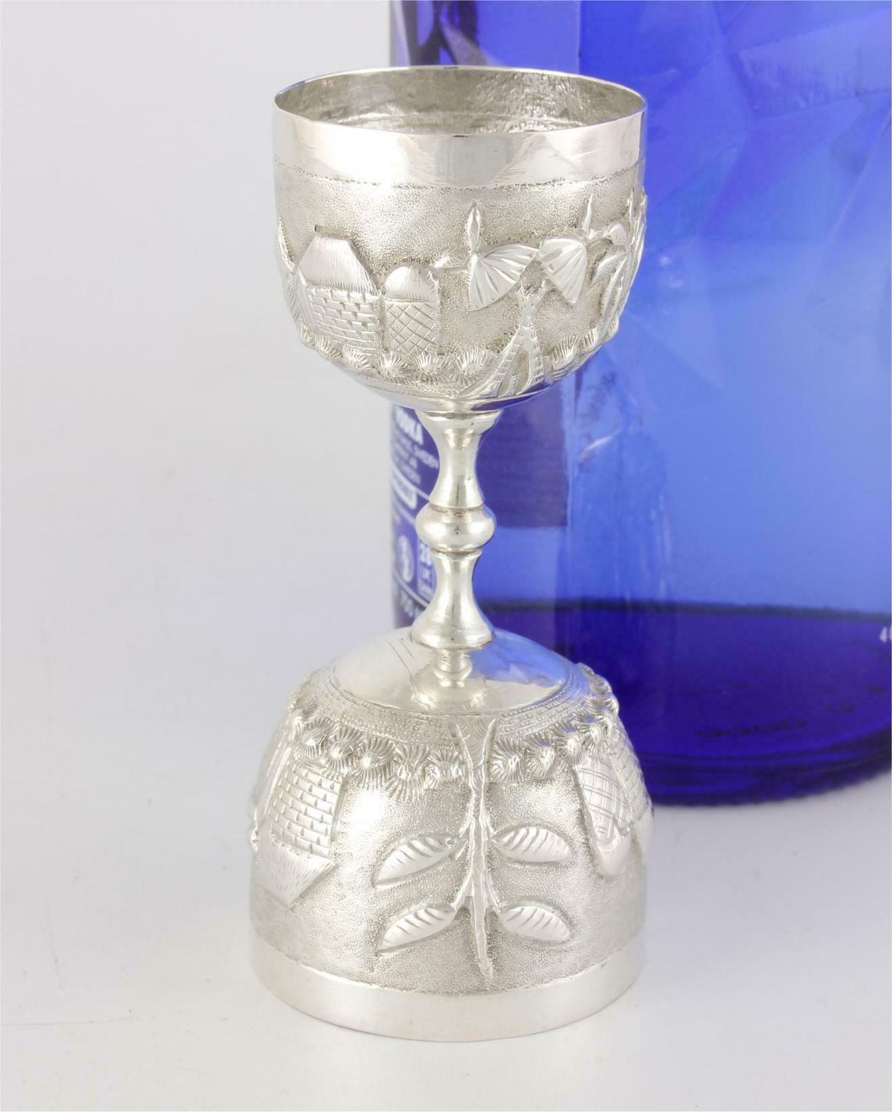 Indian Silver Spirit Drinks Measure. Double Ended Cocktail Bar Jigger.