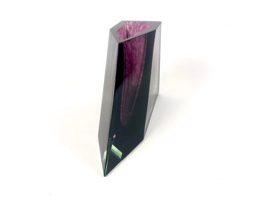 Modern Bohemian Trapeze Shaped Crystal Vase, 1960s photo for sale