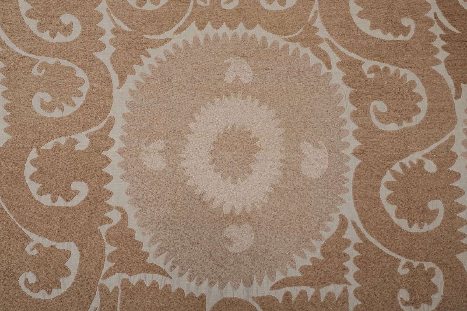 Suzani Bedspread   Red  Camel And Pink Wall Decor, Neutral Color Suzani Bedspread, Embroidered Uzbek Wall Hanging Decor photo vintage