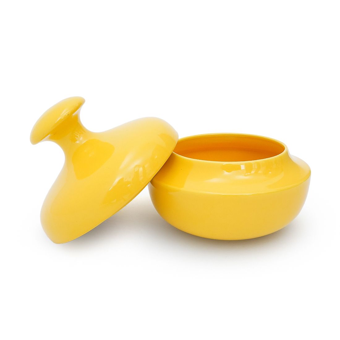 Yellow Ceramic Vase With Lid By Enzo Bioli For Il Picchio, 1970s photo vintage