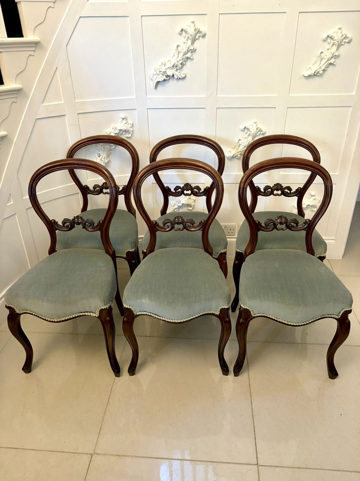 Set Of Six Antique 19th Century Quality Carved Mahogany Dining Chairs