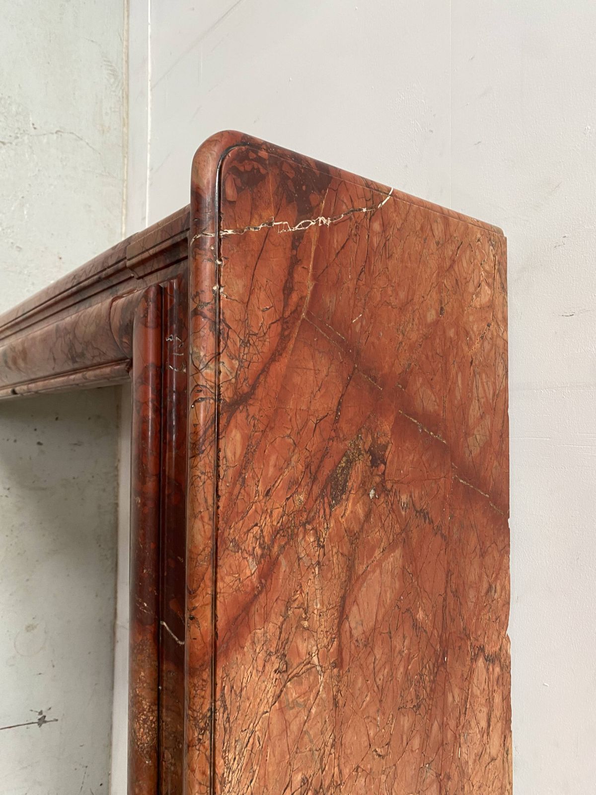 Louis Philippe Fireplace In Red Breccia Marble, 19th Century photo for sale
