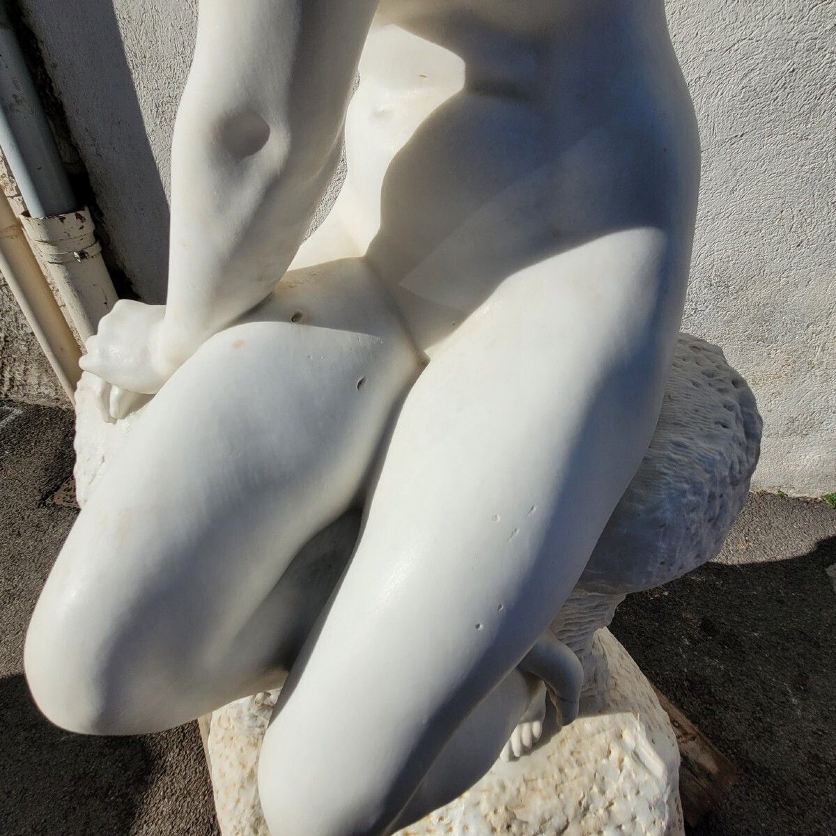 Large Bather On A Rock, Large White Marble (155cm), Late 19th Century photo buy