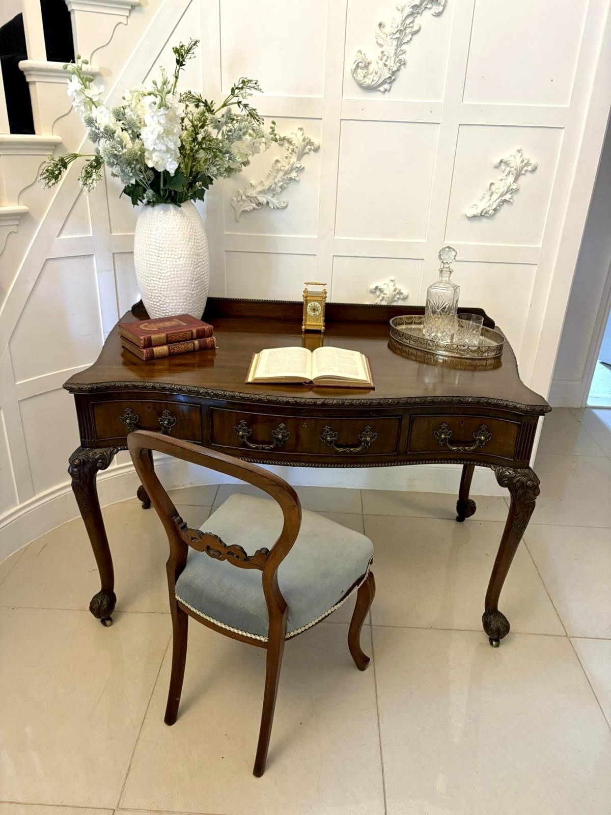Antique 19th Century Quality Carved Mahogany Desk photo for sale