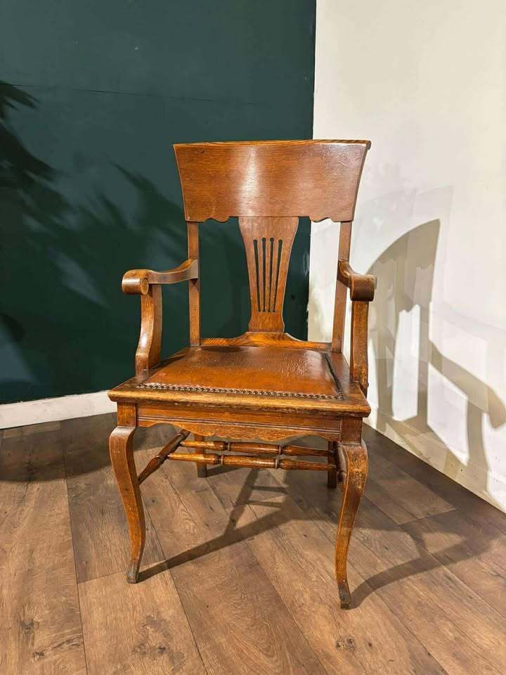 Vintage Oak Office Armchair photo for sale