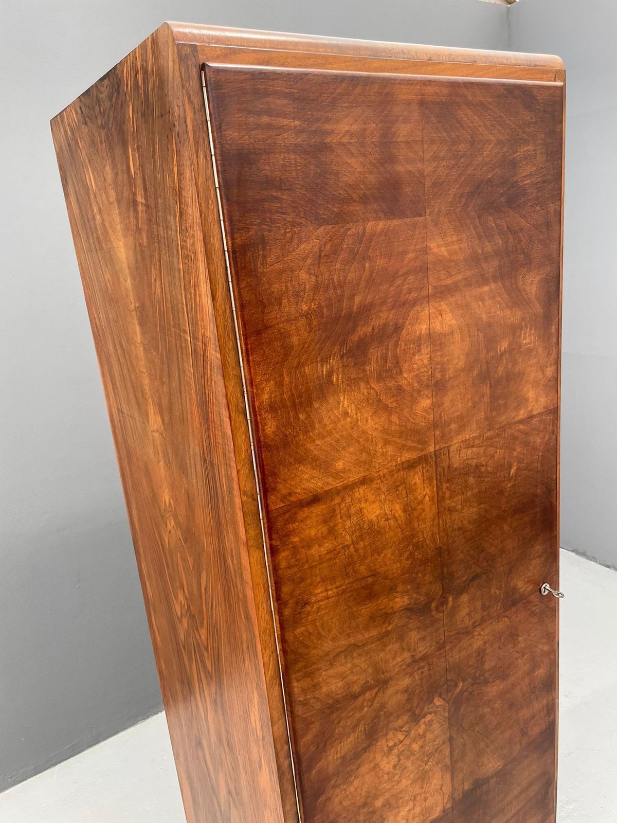 Restored Art Deco Cabinet With Shelves, Walnut Veneer, Czechoslovakia, 1930s photo furniture