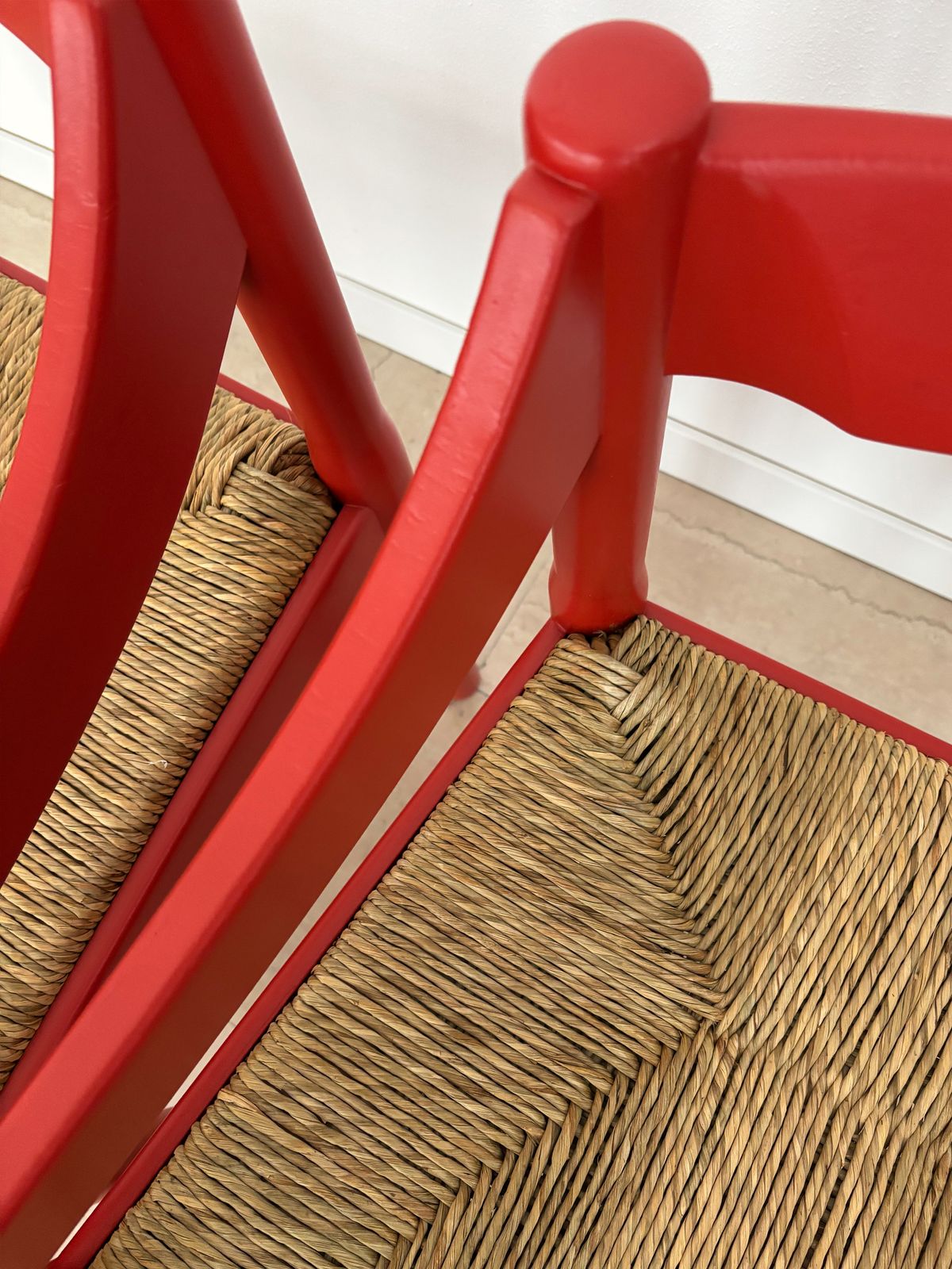 Vico Magistretti For Cassina Red Dining Chairs Model Carimate, Italy 1960s photo vinterior