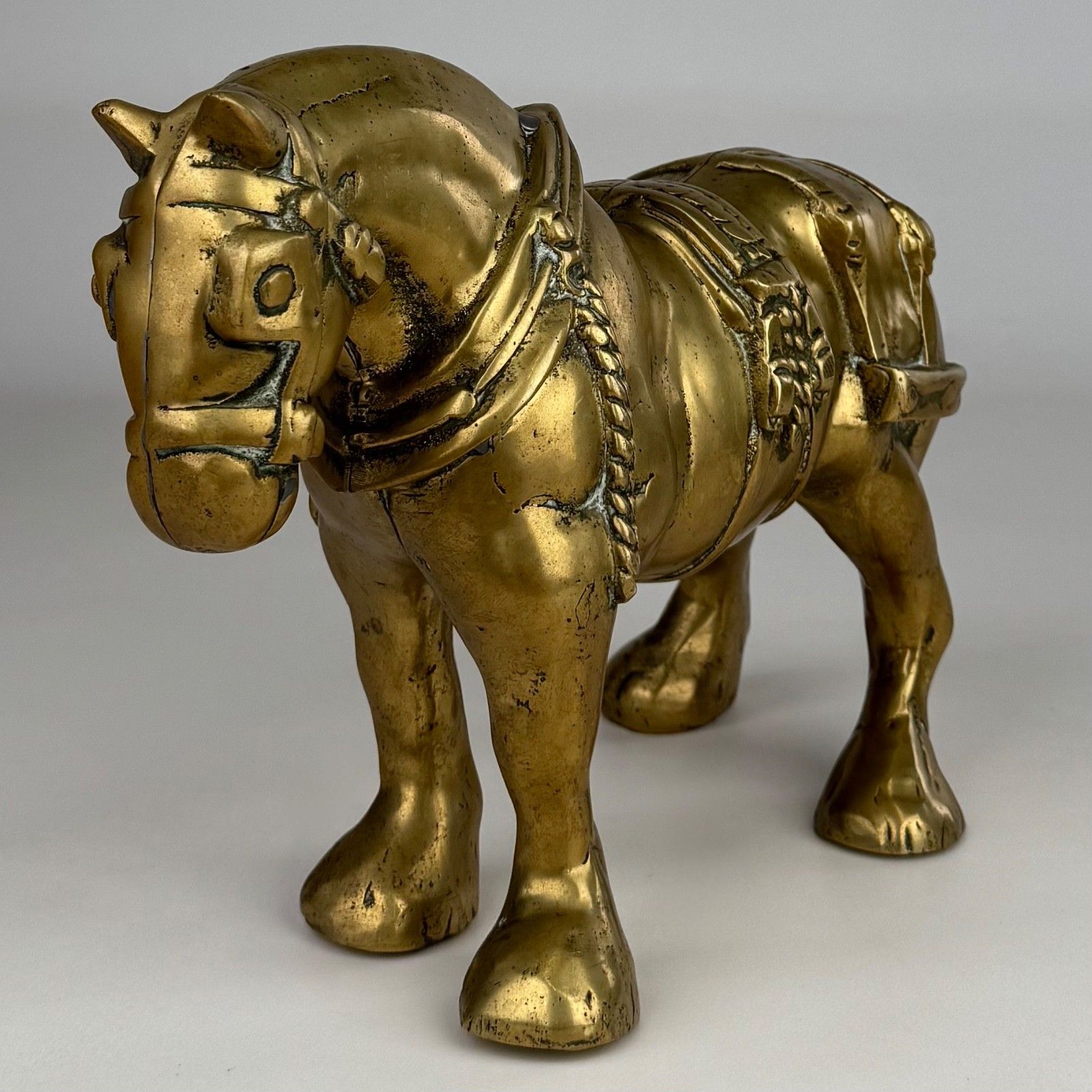 Antique 19th Century Brass Sculpture Of A Horse