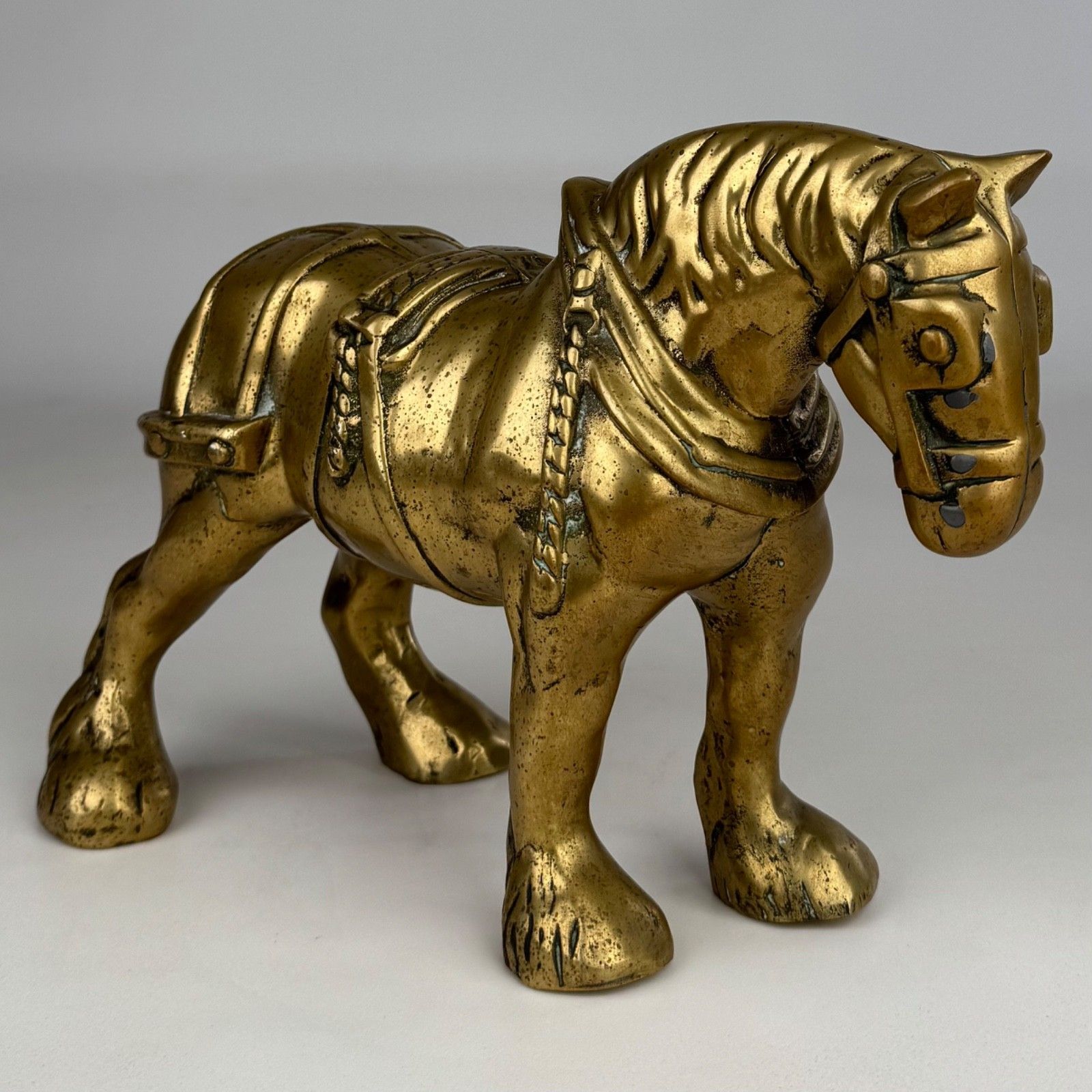 Antique 19th Century Brass Sculpture Of A Horse photo vintage