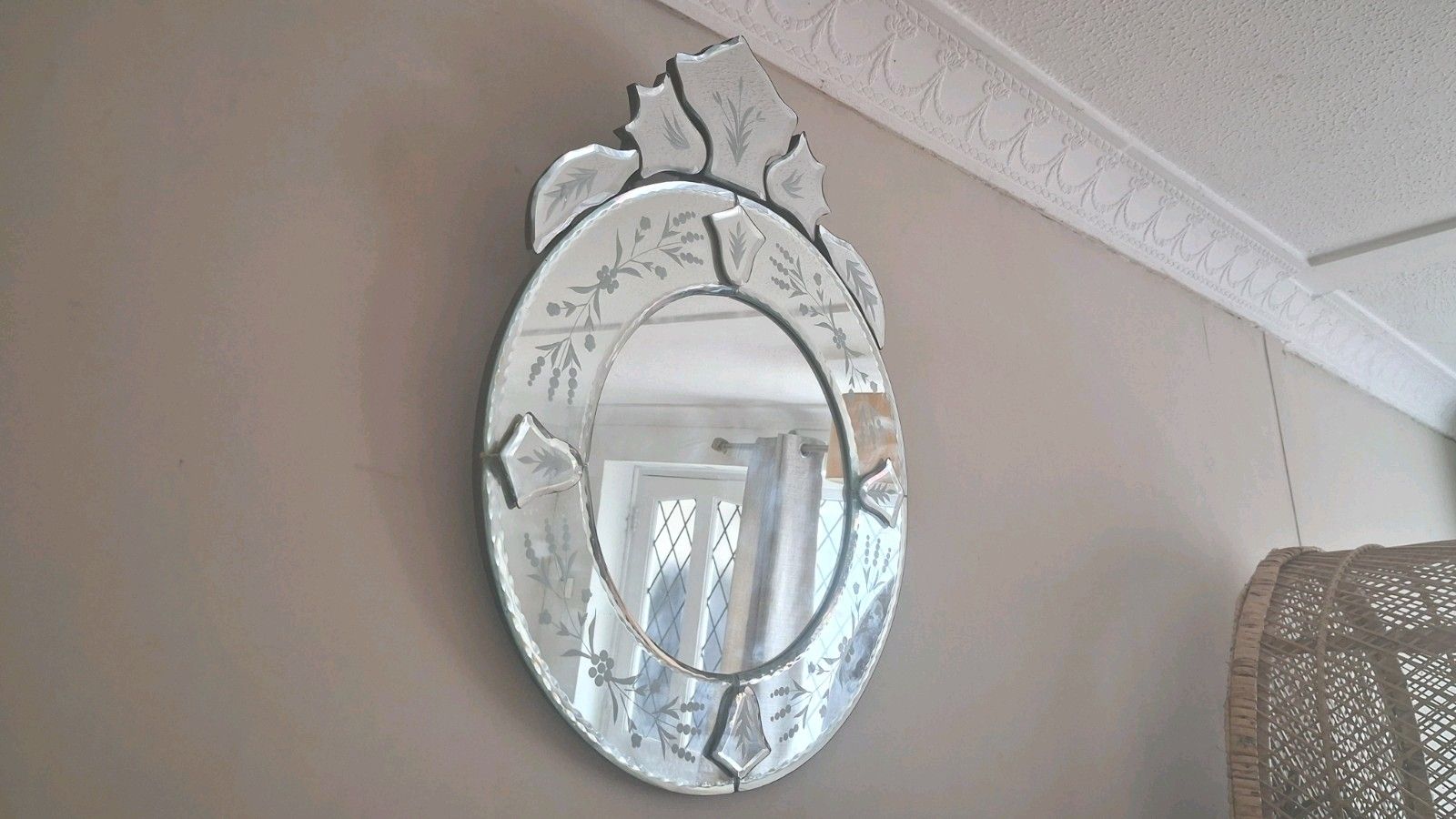 Beautiful Venetian Etched And Bevelled Glass Ornate Mirror photo 234.0