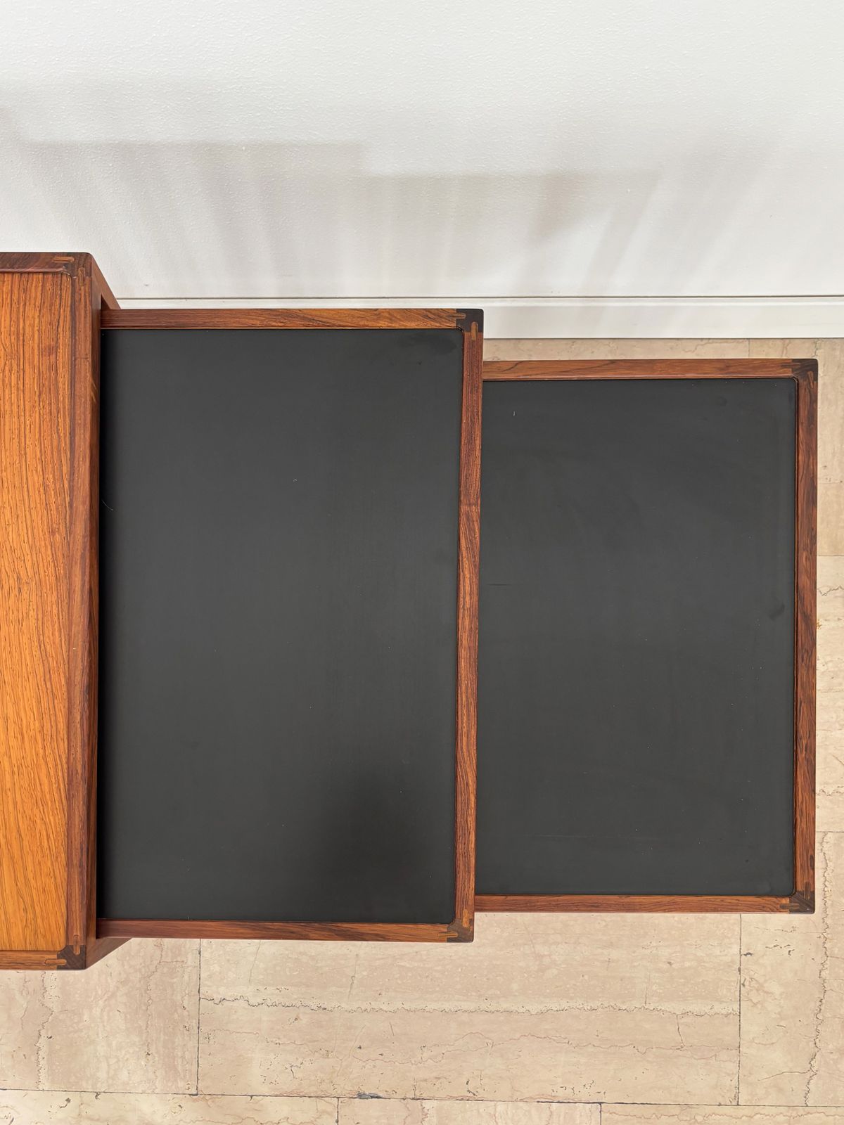 photo vinterior Kurt østervig Scandinavian Dark Wood Nesting Tables Set, Denmark 1960s