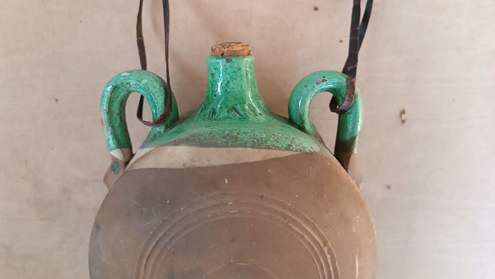 Antique Flask Water Bottle Oristano From Pellegrino 'Stangiada' Majolica photo 132.0