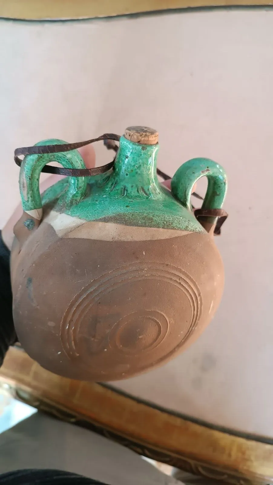 Antique Flask Water Bottle Oristano From Pellegrino 'Stangiada' Majolica photo buy