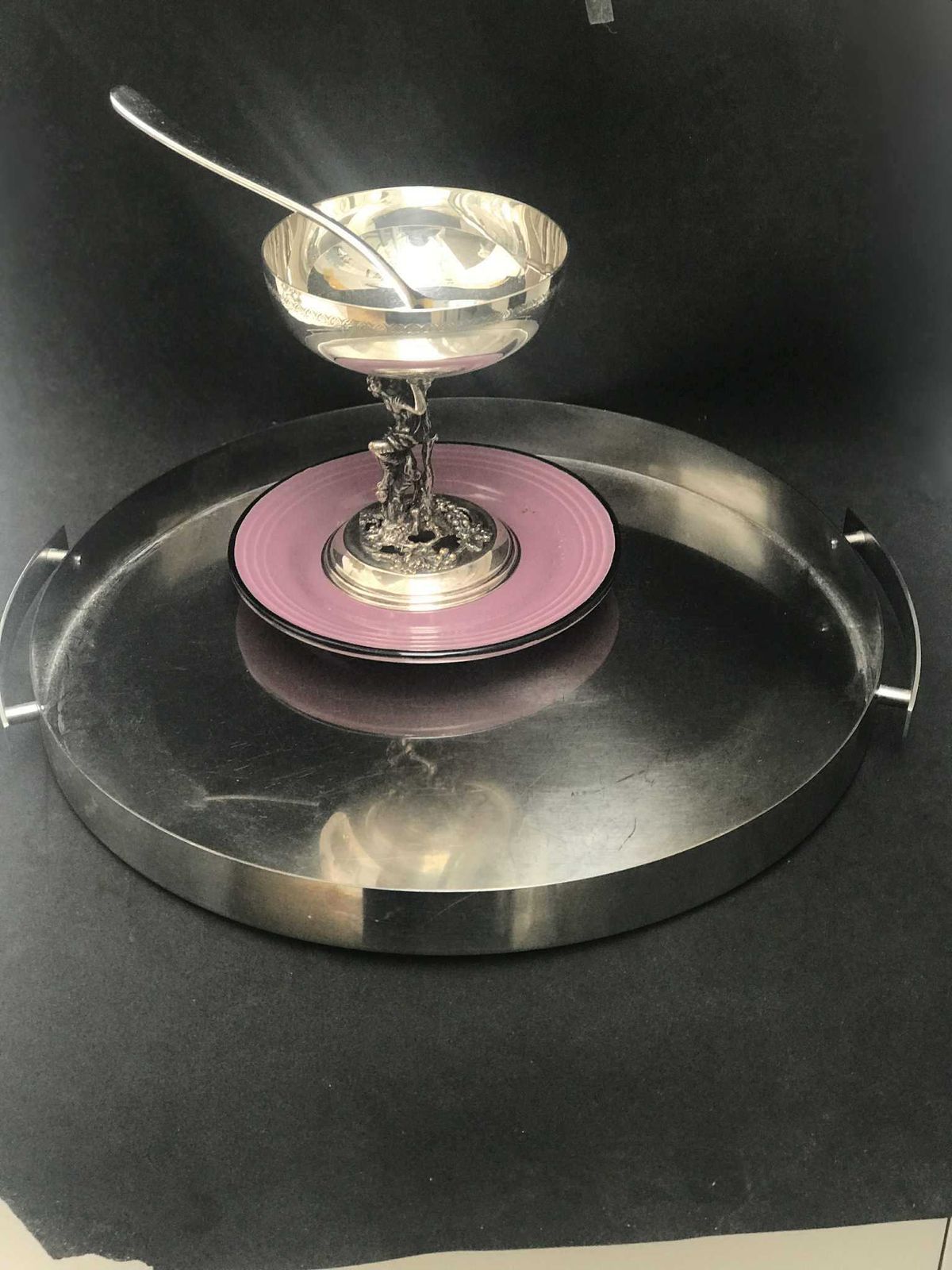 Arne Jacobsen For Stelton Aj Cylinda Line Serving Tray Stainless Steel Scandinavian Design Danish Gift Round Tray Gift For Home Bar Tray photo vintage
