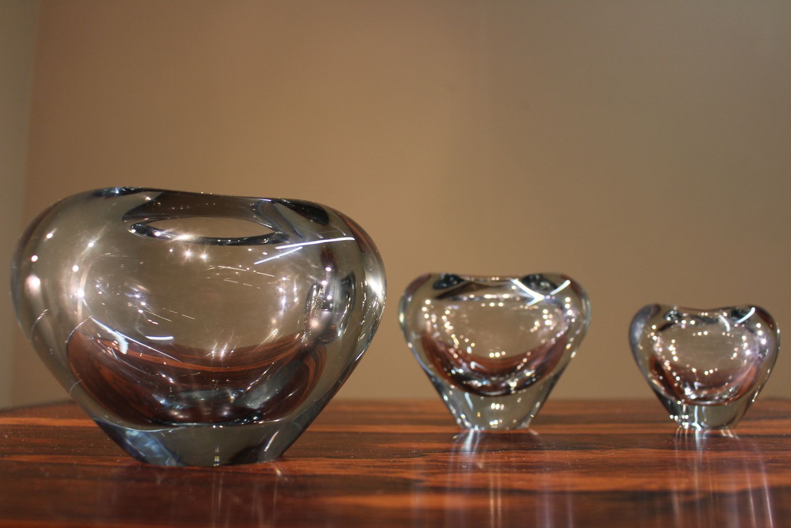 Group Of 3 Holmegaard Heart Minuet Vases C 1960 Per Lutken Design photo 150.0