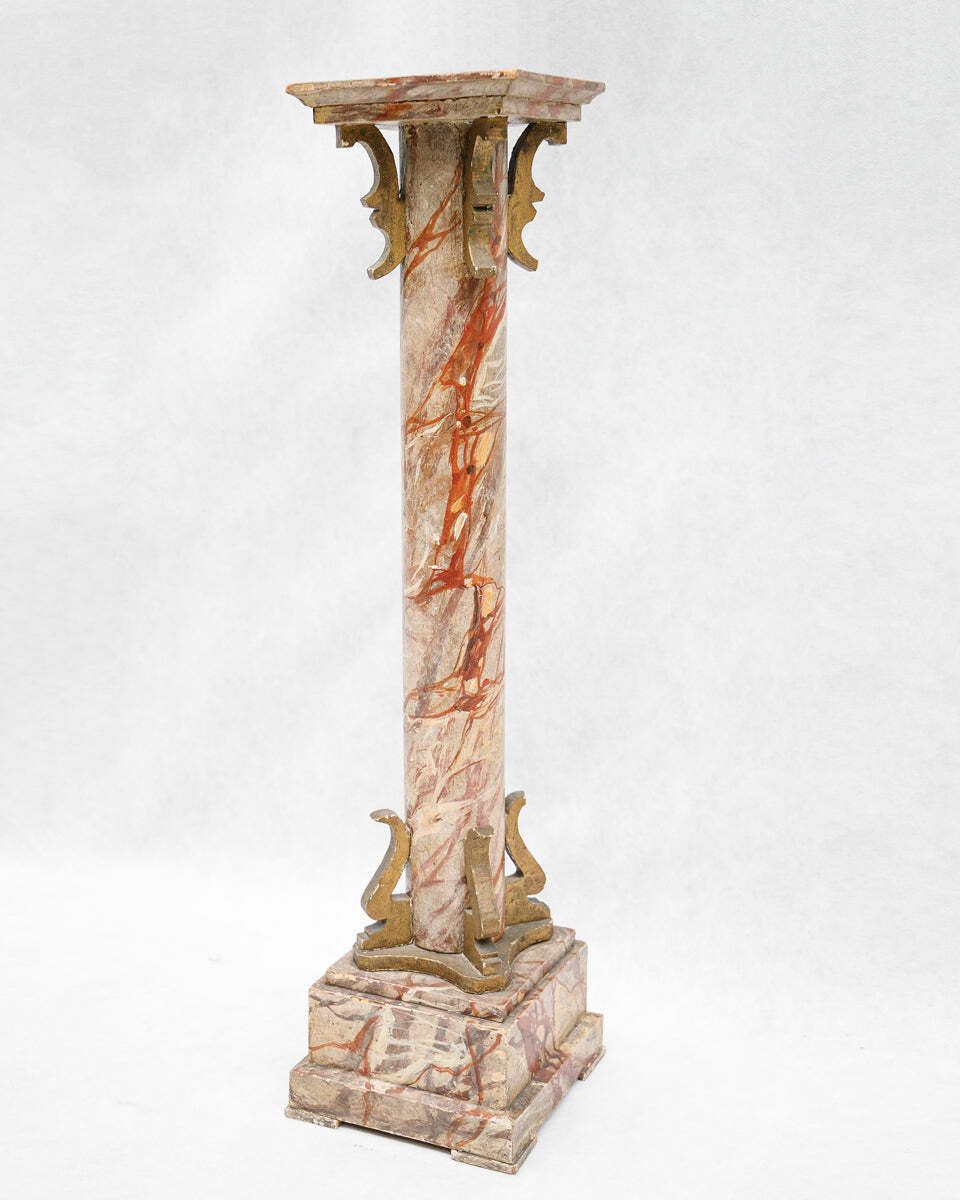 Small 19th C Faux Marble Pedestal Column photo 420.0
