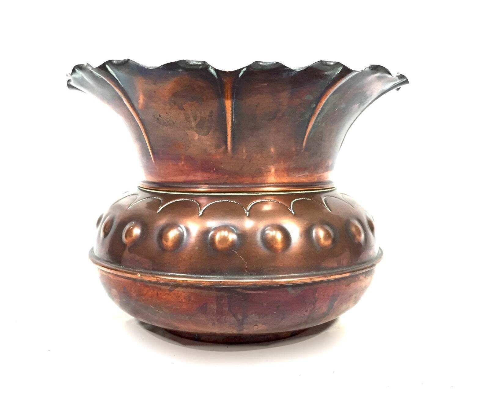 Antique Art Nouveau Copper Planter / Plant Pot / Jardiniere / Arts & Crafts photo Garden Decor