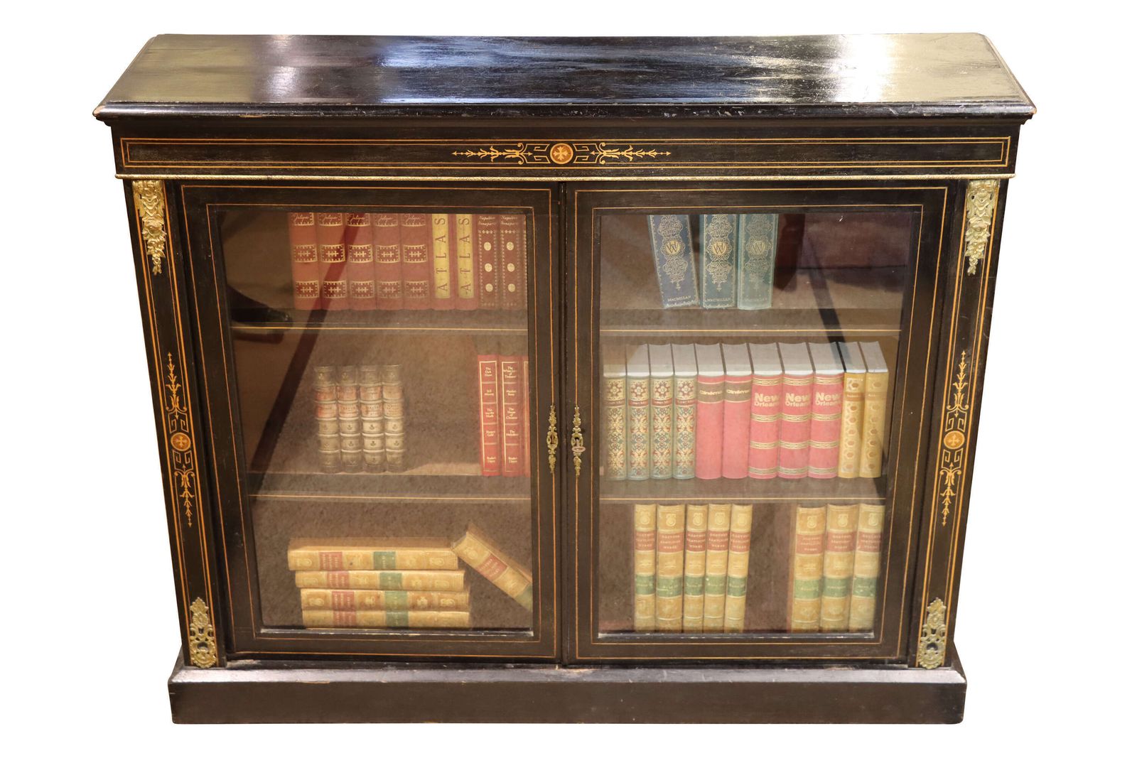 A Fine Victorian Ormolu Mounted, Inlaid, Ebonised Two Door Pier Cabinet photo furniture