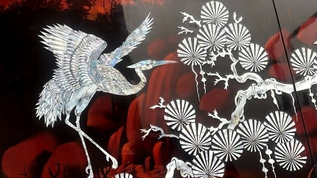 Vintage Set Of Wall Panels, Chinese  Display, Lacquer, Mother Of Pearl, photo for sale