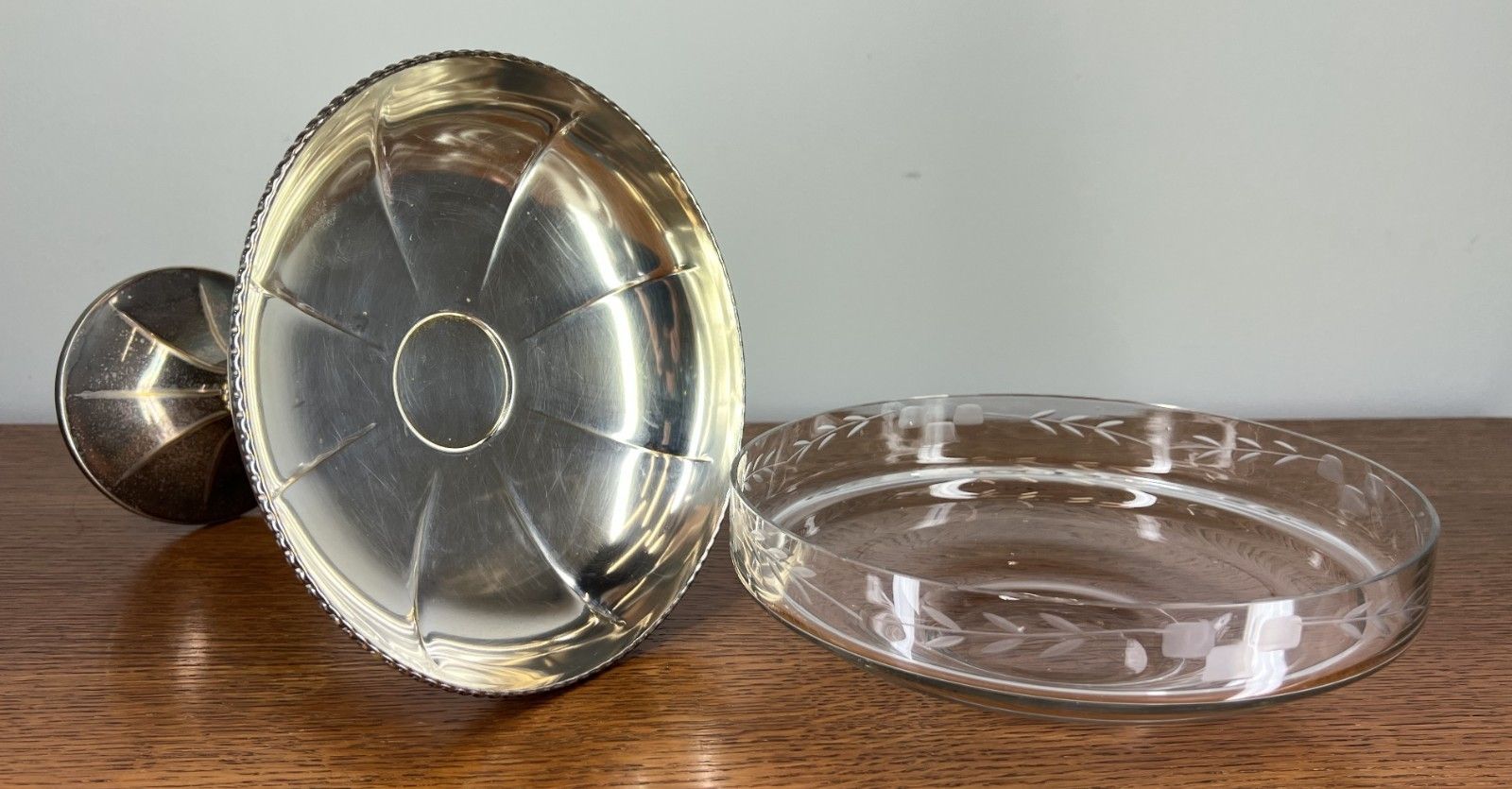 photo for sale Tazza Compote Dish Vintage French Silver Plated Glass – Lot 4023