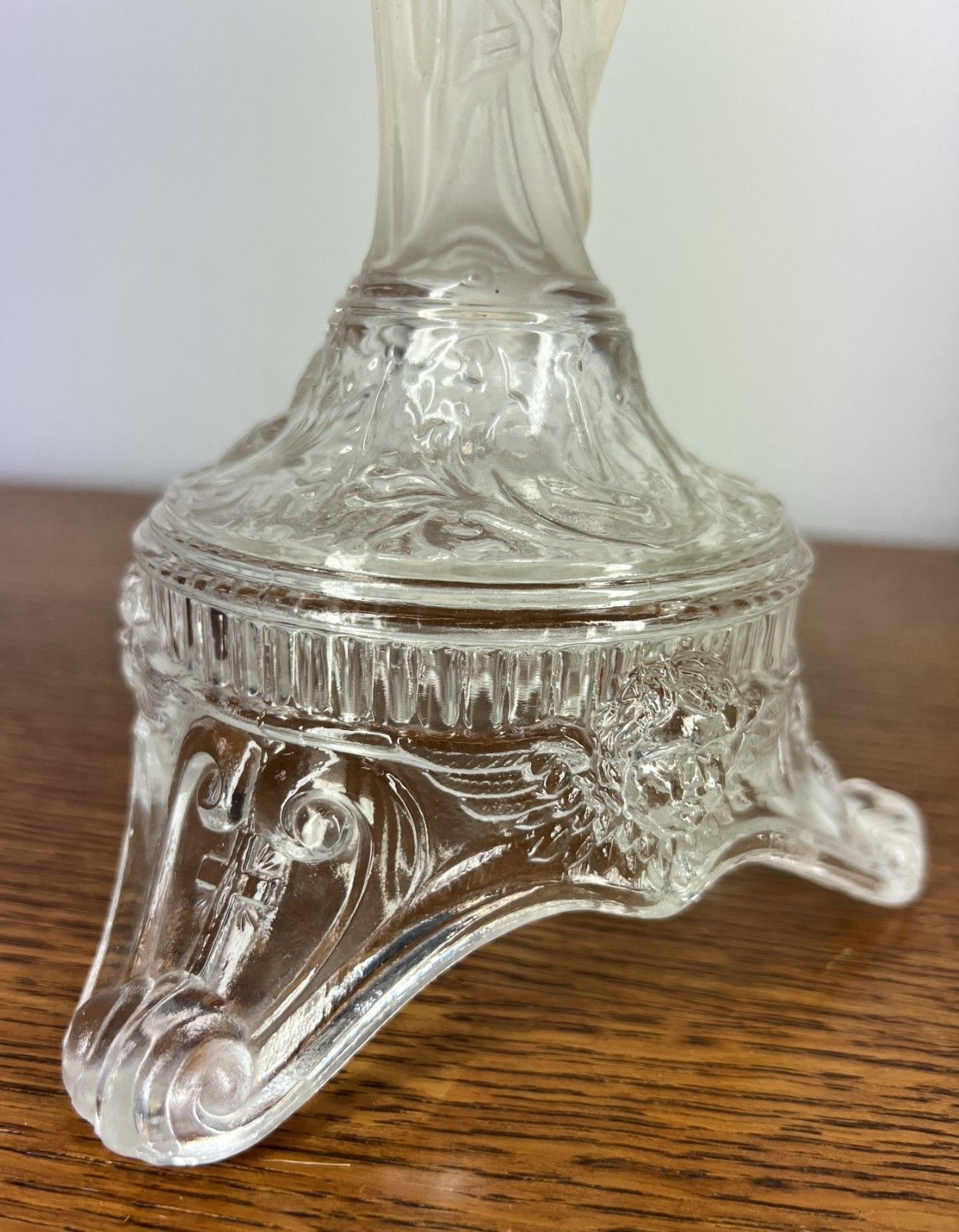photo furniture Candlesticks Pair Vintage Glass Religious Jesus & Mary Holders Lot 4021