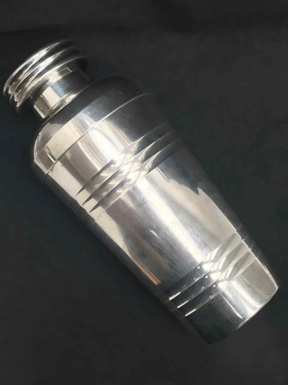 Art Deco Cocktail Shaker 1920s Silver Plated Bar Cart Decor Mixology Tools Gift For Him Christmas Gift Barware Accessories Saint Medard
