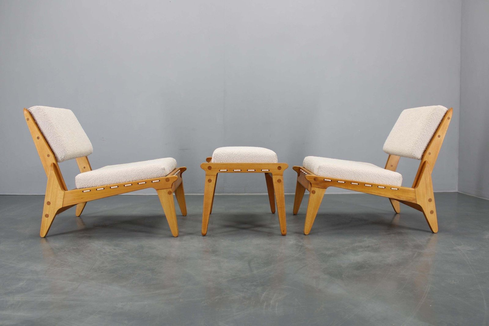 1950s Pair Of Restored Uno And Osten Kristiansson "Hunting" Chairs And Ottoman photo Furniture