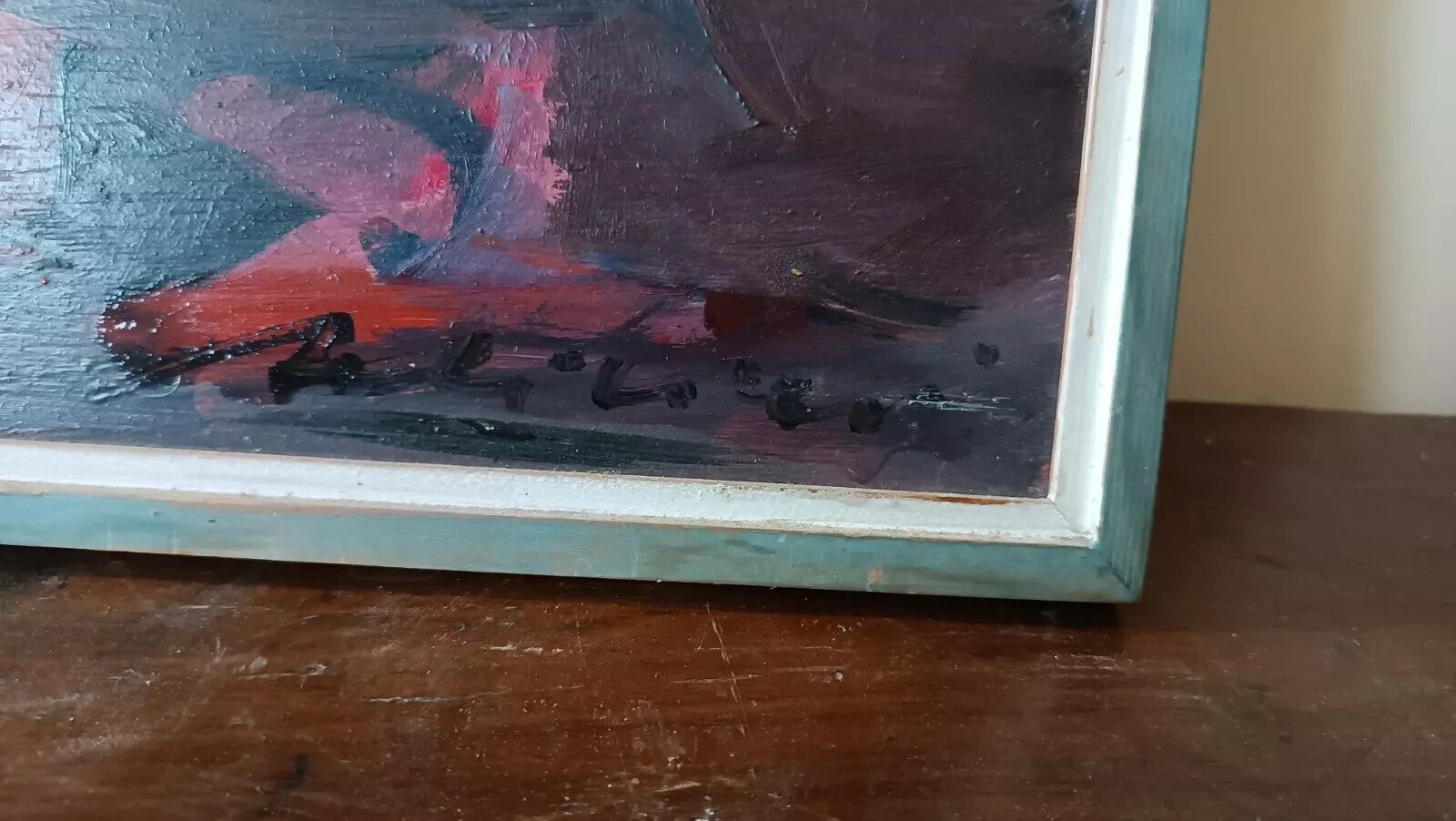 Painting Nature Still Fruit Oil On Plywood Years 50 Signed photo Art