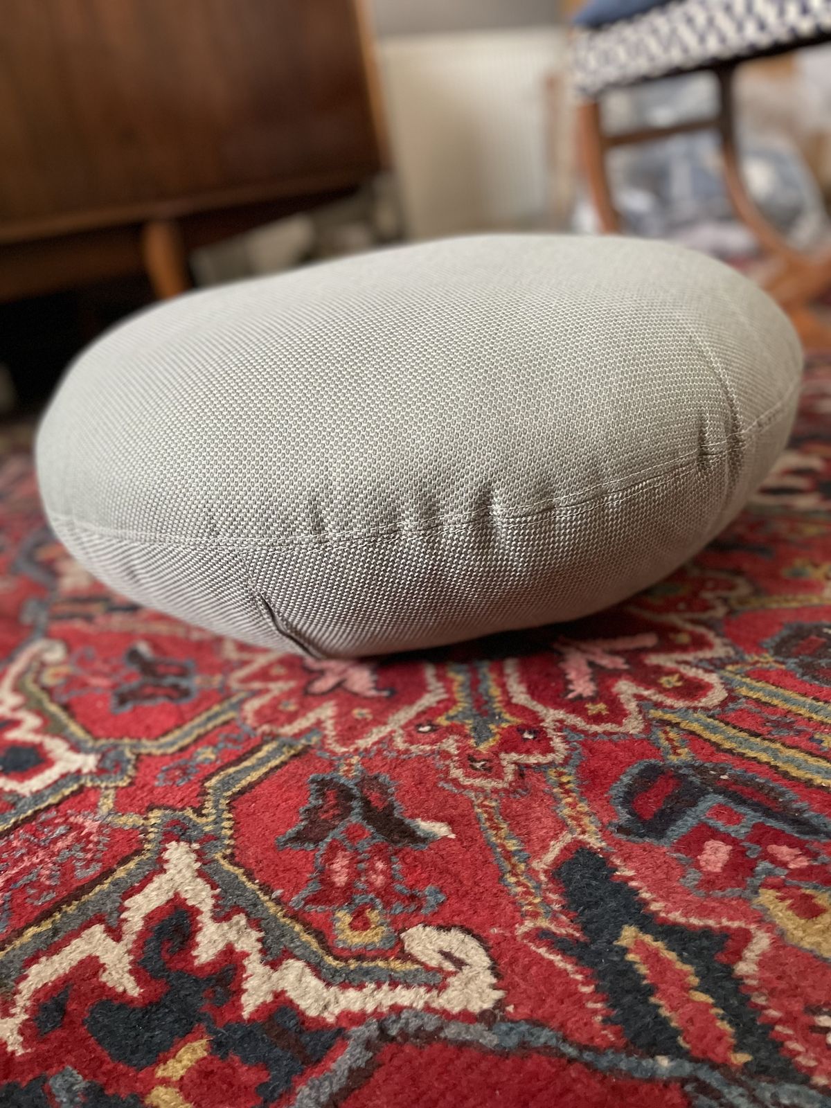Vintage Scandinavian Duck Feather Floor Cushion / Pouffe By Ferm Living – 60 X 60 Cm – Turquoise photo Textiles