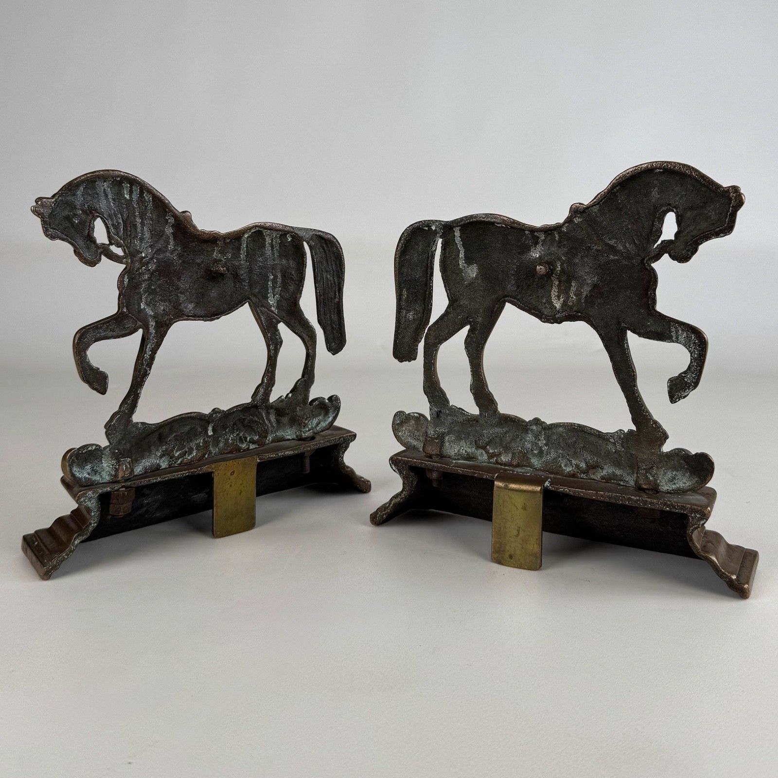 Antique 19th Century Pair Of Brass Horse Shaped Doorstops photo furniture