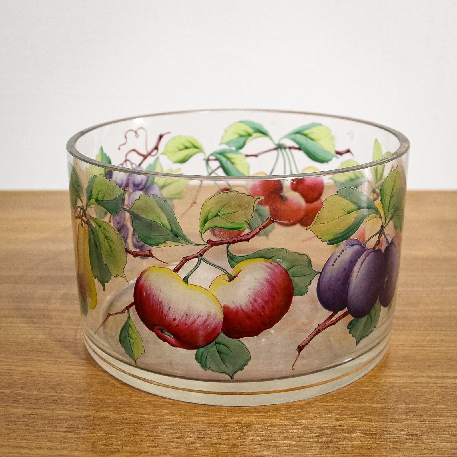 Webb Corbett Glass Bowl With Painted Fruit