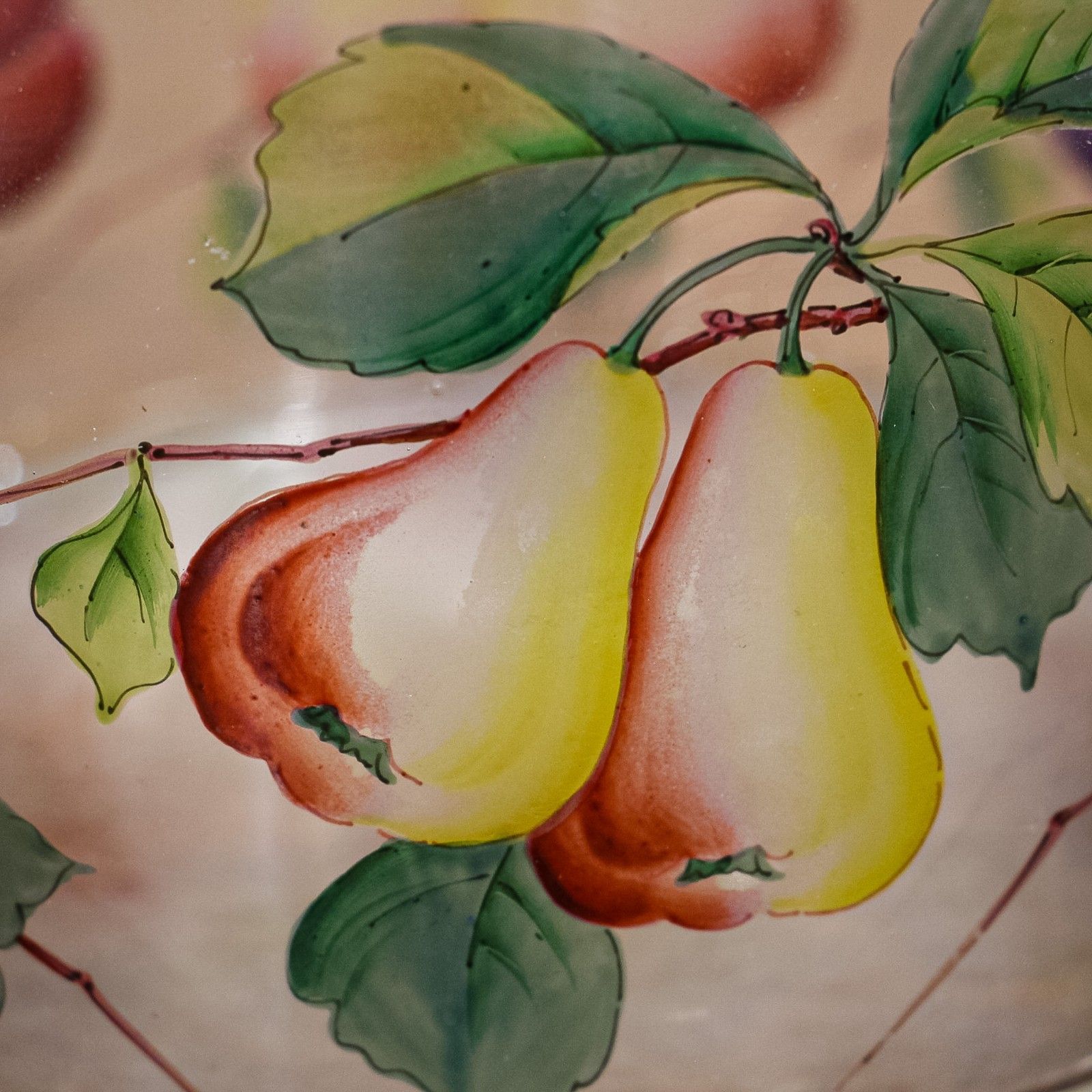 Webb Corbett Glass Bowl With Painted Fruit photo furniture