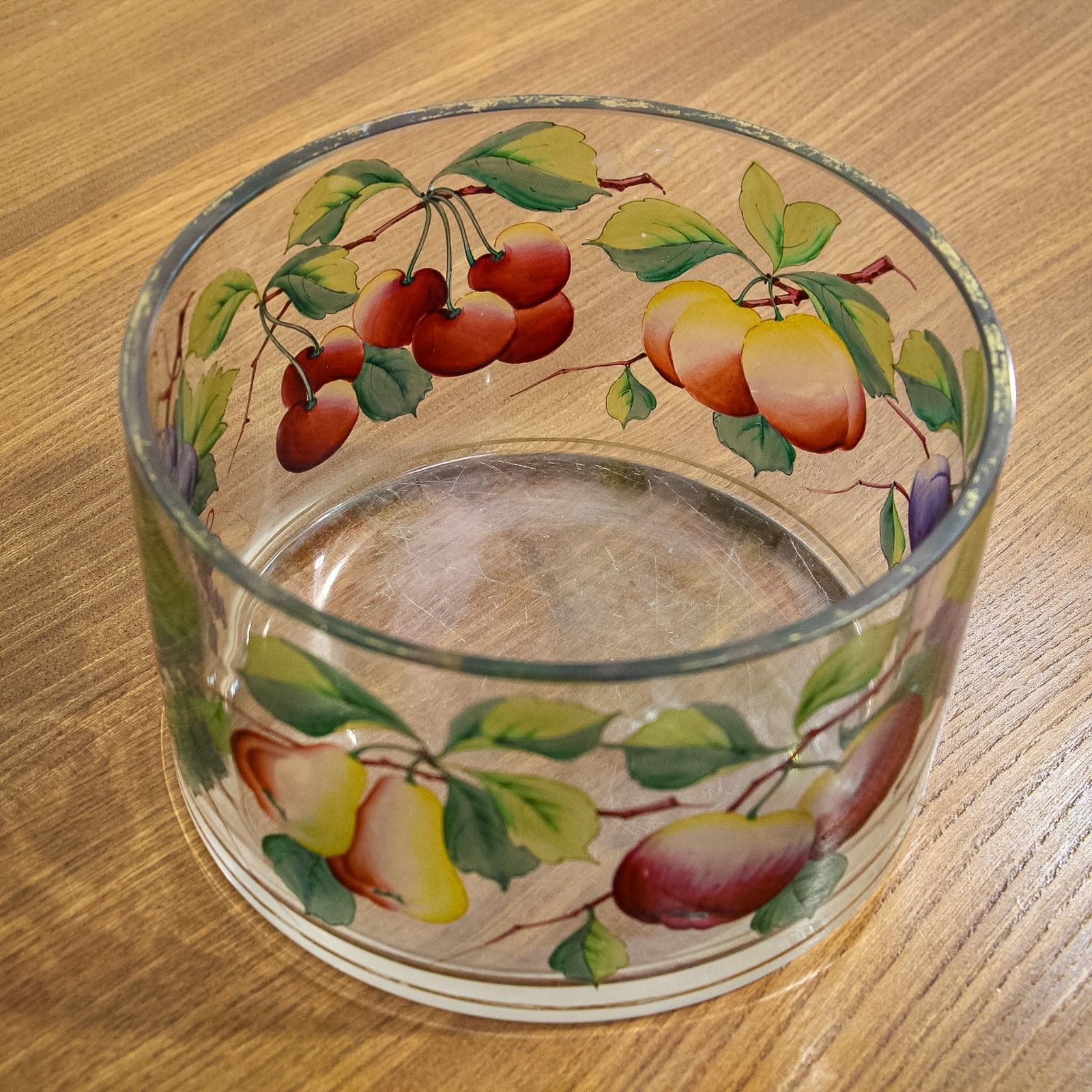 photo for sale Webb Corbett Glass Bowl With Painted Fruit