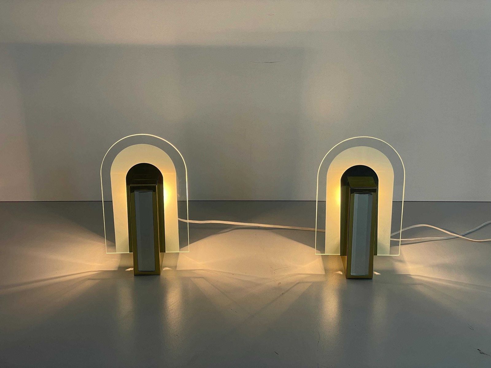 Rare Beautiful Brass & Glass Pair Of Sconces, 1970s, Germany photo buy